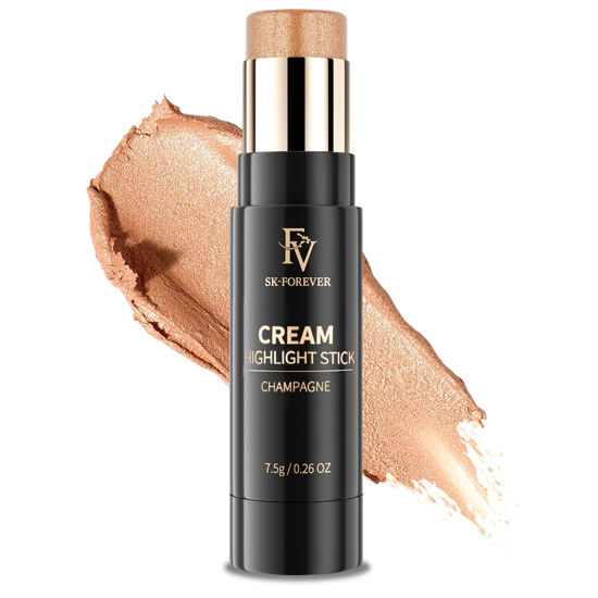 Picture of FV Cream Highlighter Stick, Blendable & Long Lasting Highlight Stick with Natural Finish, Shimmer Face Highlighter Makeup for Glowing Skin & Eyeshadow, Cruelty-free, 03 Champagne