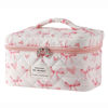 Picture of uekeboag Large Travel Quilted Makeup Bag for Women, Floral Cotton Cosmetic Bag, Coquette Aesthetic Floral Toiletry Organizer Bag(15Love Bow