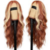 Picture of AISI HAIR Ginger Mixed Blonde Wig for Women, Long Wavy Lace Hairline Middle Part Synthetic Wig for Daily Party-26 Inch