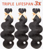 Picture of mlip Raw Bundles Human Hair Body Wave, No Tangle Shedding, Keep Texture Silky Soft After Multiple Washes, 15A Raw Indian Hair Bundles 18 20 22 Inches, Triple Lifespan 3X
