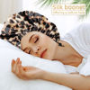 Picture of Satin Bonnet Silk Bonnet for Curly Hair Bonnet Braid Bonnet for Sleeping Bonnets for Women Large Double-Layer Adjustable(Leopard)