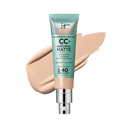 Picture of IT Cosmetics CC+ Cream Natural Matte Foundation with SPF 40 - Shine-Reducing & Long-Wear Full Coverage Foundation For Oily Skin - With Hyaluronic Acid - Non-Comedogenic, Fair Light - 1.08 fl oz