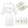 Picture of Tkifoda Bride to Be Gift Set, Bride Slippers, I Do Slippers, Bride Robe, Wedding Robe, Bride Makeup Bag, MRS Cosmetic Bag, Bride Gift, Bridal Shower Gifts for Her, Bachelorette Gifts for Bride
