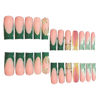 Picture of RUOKEXIN Long Square Press on Nails Green French Tip Fake Nails Gold Glitter False Nails with Gold 3D Butterfly Designs Long Square Glue on Nails Sparkly Artificial Nails Cute Stick on Nails for Women