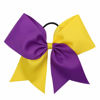 Picture of 16PCS 8" Large Cheer Hair Bows Ponytail Holder Elastic Band Handmade for Cheerleading Teen Girls College Sports (Purple/Gold, 16 Count (Pack of 1))