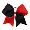 Picture of 16PCS 8" Large Cheer Hair Bows Ponytail Holder Elastic Band Handmade for Cheerleading Teen Girls College Sports (Red/Black, 16 Count (Pack of 1))