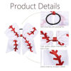 Picture of 16PCS 8" Large Cheer Hair Bows Ponytail Holder Elastic Band Handmade for Cheerleading Teen Girls College Sports (Baseball White, 16 Count (Pack of 1))