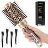 Picture of STYLEMATE Round Hair Brush for Blow Out, 1.7 Inch, Nano Thermal Ceramic & Ionic Tech, Boar Bristle, Roller Brush for Blow Drying and Styling, Includes 4 Free Clips, Gold
