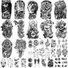 Picture of Yazhiji 36 Sheets Temporary Tattoos Stickers, 12 Sheets Fake Body Arm Chest Shoulder Tattoos for Men or Women with 24 Sheets Tiny Black Tattoos