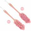 Picture of Arswin Back Scrubber for Shower, Loofah Long Handle Bath Body Brush, Soft Nylon Mesh Sponge On a Stick for Shower Men Women Kids Elderly, Exfoliating Scrub Cleaning Luffa for All Kinds of Skin(Pink)