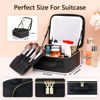 Picture of VANMRIOR Travel Makeup Bag with LED Lighted Make up Case with Mirror 3 Color Setting Cosmetic Makeup Box Organizer Vanity Case for Women Beauty Tools Accessories Case Rechargeable