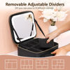 Picture of VANMRIOR Travel Makeup Bag with LED Lighted Make up Case with Mirror 3 Color Setting Cosmetic Makeup Box Organizer Vanity Case for Women Beauty Tools Accessories Case Rechargeable