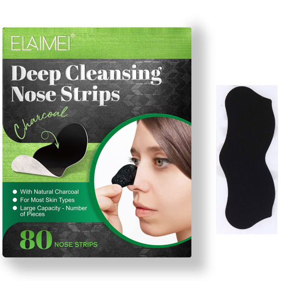 Picture of Yecuce Charcoal Blackhead Removal Pore Strips, 80 Count, Unisex, for All Skin Types