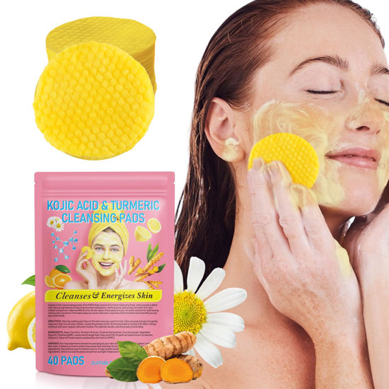 Picture of Turmeric Kojic Acid Cleansing Pads, Kojic Acid And Turmeric Cleansing Pads Helps Balance Skin Oil And Water, Remove Excess Keratin From The Body'S Skin, 40PCS