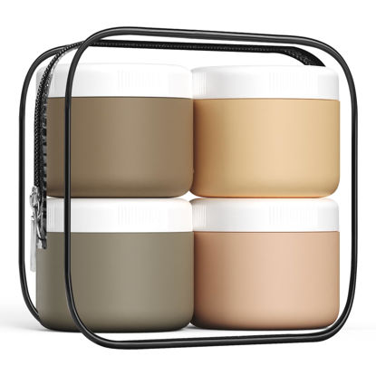 Picture of Kuangre Travel Containers for Toiletries, Silicone Cream Jars BPA Free, TSA Approved 3oz Travel Size Containers, Leak-proof Travel Essentials with Lid for Cosmetic Face Hand Body Cream (4 Pack)