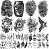 Picture of Yazhiji 32 Sheets Temporary Tattoos Stickers, 8 Sheets Fake Body Arm Chest Shoulder Tattoos for Men Women with 24 Sheets Tiny Black Temporary Tattoos