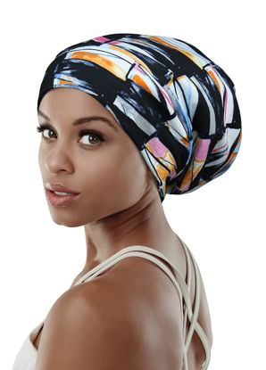 Picture of Elegant Caps for Frizzy Hair Black Women Beanie Picnic Turbans Slouchy Bonnets