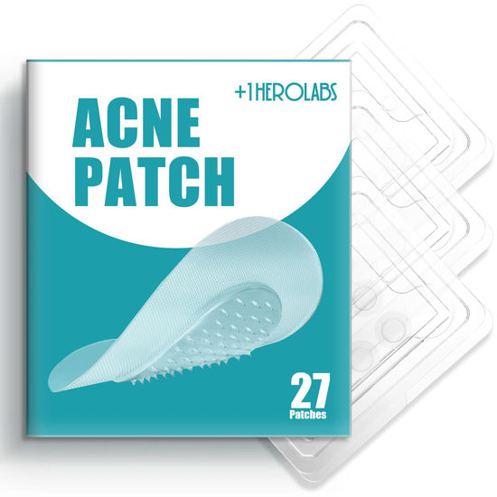 Picture of +1HEROLABS Microdart Acne Patch (27 Patches) - Hyaluronate, Salicylic Acid, Vitamin C, Microdart Pimple Patch for Deep, Early Stage and Hidden Pimples (27 Count (Pack of 1))