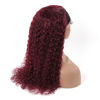 Picture of XSY 99J Burgundy Headband Wig Human Hair Deep Wave 16 Inch Wig Glueless Headband Wig Deep Wave None Lace Front Wigs Human Hair for Black Women 150% Density Wig Curly Hair