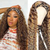 Picture of XSY Ombre Headband Wig Human Hair Honey Blonde Wig 4/27 Highglight Wig Headband Wig 100% Human Hair Wigs Deep Wave Headband Wig Curly Wig Colored Wigs 22 Inch