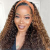 Picture of XSY Ombre Headband Wig Human Hair Honey Blonde Wig 4/27 Highglight Wig Headband Wig 100% Human Hair Wigs Deep Wave Headband Wig Curly Wig Colored Wigs 22 Inch