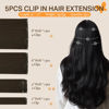 Picture of DOORES Human Hair Extensions Clip in, 5pcs 85g Dark Brown 22 Inch Clip in Hair Extensions Natural Remy Hair Extensions