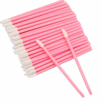 Picture of 100PCS Lip Gloss Applicators, Disposable Lip Brushes Lip Gloss Applicators Lipstick Gloss Wands Applicator Perfect Makeup Tool Kits (Baby Pink)
