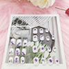 Picture of Square Press on Nails Short Cute White Nails Acrylic False Nails with Purple Flower Designs Artificial Fake Nails Reusable Glue on Nails for Women and Girls