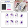 Picture of Square Press on Nails Short Cute White Nails Acrylic False Nails with Purple Flower Designs Artificial Fake Nails Reusable Glue on Nails for Women and Girls
