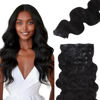 Picture of Lashey Seamless Clip in Hair Extensions Human Hair #1 Jet Black Body Wave Clip in Hair Extensions Real Human Hair 7pcs 110g 20 Inch PU Weft Natural Hair Extensions for Women
