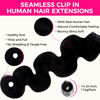 Picture of Lashey Seamless Clip in Hair Extensions Human Hair #1 Jet Black Body Wave Clip in Hair Extensions Real Human Hair 7pcs 110g 20 Inch PU Weft Natural Hair Extensions for Women
