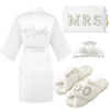 Picture of Tkifoda Bride to Be Gift Set, I Do Bride Slippers Bride Robe Wedding Robe Bride Hair Claw Hair Clip Bride Makeup Bag MRS Cosmetic Bag Bride Gift, Bridal Shower Gift, Wedding Gift, Engagement Gift