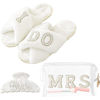 Picture of Bride To Be Gift Set Includes I Do Bride Slippers Clear Mrs Makeup Bag Bride Cosmetic Bag Clear Makeup Pouch Toiletry Bag Bride Hair Claw Wedding Gifts Bridal Shower Gift Mrs Gift