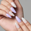 Picture of GLAMERMAID Press on Nail Medium Almond, Winter Purple and White Gel Glue on Nail, 24Pcs Glossy Short Stiletto Reusable UV Finish Fake Nails Acrylic False Nails Manicure Kits for Women