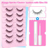 Picture of wiwoseo Wispy Lashes Natural Look Eyelashes with Glue Short Lashes Anime Eyelashes Cat Eye Lashes Kit Strip Lashes Extension C Curl False Eyelashes 7 Pairs Natural Eyelashes