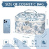 Picture of Large Makeup Bag, Cute Cosmetic Bag for Women Girls, Floral Coquette Aesthetic Toiletry Bag, Travel Make Up Organizer Bag (Navy Blue)