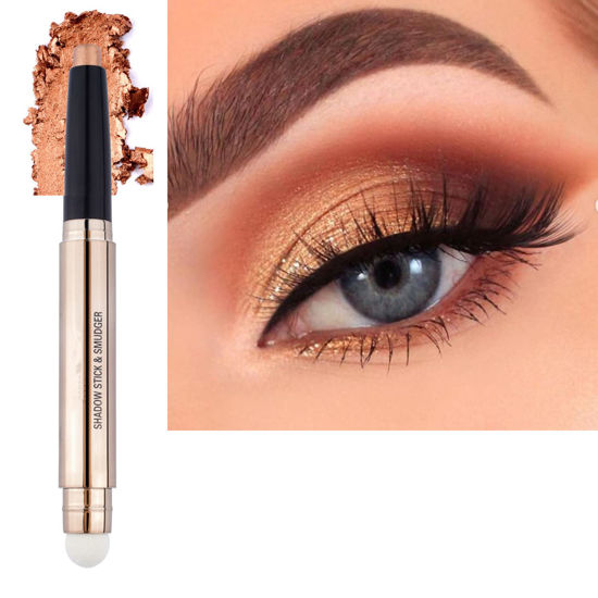 Picture of MiaSarah 2 in 1 Cream Eyeshadow Stick, Shimmer Smooth Eyeshadow Pencil, Hypoallergenic Waterproof Long Lasting Eye Shadow Highlighter Stick, Create High-Impact, Multi-Dimensional Eyes Look