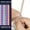 Picture of Ponytail Holders Elastic Hair Ties for Sports, Thick Hair Tie Scrunchies No Damage Long Strong Braided Pony tails Hair Ties for Wind Water for Long Thick Curly Thin Fine Hair (1pc-25" Purple+Green)