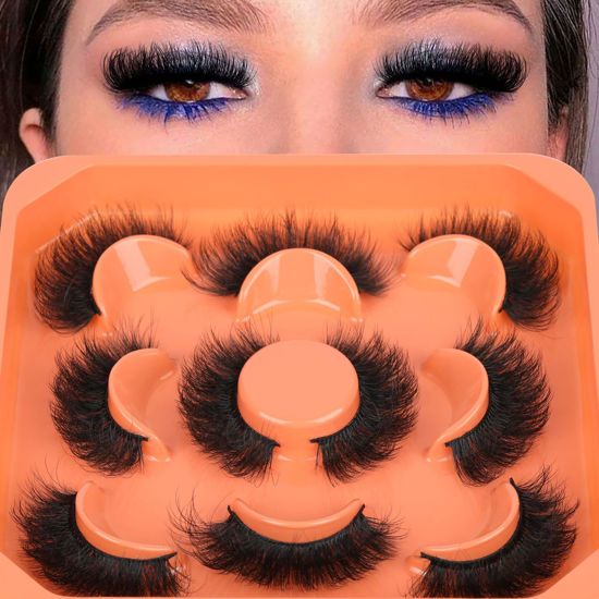 Picture of Mink Lashes Fluffy False Eyelashes 3D Full Volume 18mm Thick Fake Lashes Natural Look Like Eyelash Extensions 5 Pairs Lash by Winifred