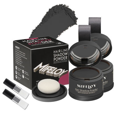 Picture of Mifeloy 2 Pack Root Touch Up Shadow Powder, Gray Hair Cover Up, Women Color Root Coverage Powder for Thinning Grey Hairline, Men Instantly Concealer Hair Loss Beard Line Eyebrow, Black