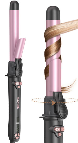 Picture of Wavytalk 1 Inch Rotating Curling Iron - Get Effortless Waves with Self Rotating Barrel up to 430°F with Home Button, Dual Voltage, Rose Gold