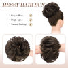 Picture of FESHFEN Messy Hair Bun Hair Pieces Wavy Curly Large Hair Bun Scrunchies Extensions Synthetic Chignon Hairpieces for Women Girls, Chocolate Brown with Dark Brown 1.94oz