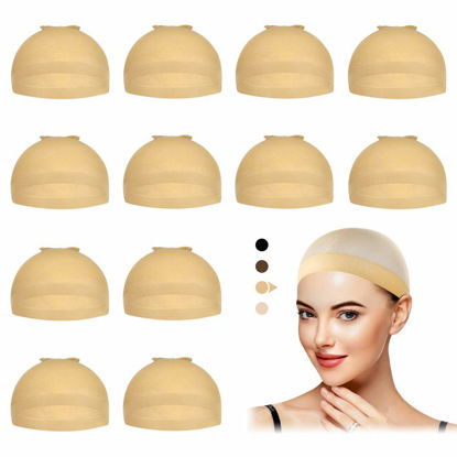 Picture of Dreamlover Beige Stocking Wig Caps for Women, 12 Pieces