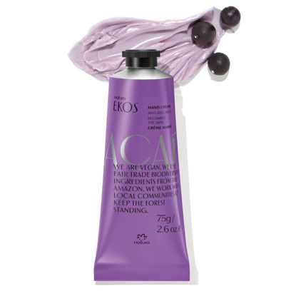 Picture of natura - Ekos Açaí Hand Cream - Anti-Dullness Hand Balm - Recharge the Skin - Fast Absorption - Skin Moisturizer - Vegan Skin Care - Brazilian Beauty Secrets - Self Care & Body Care - 2.6oz (75g)
