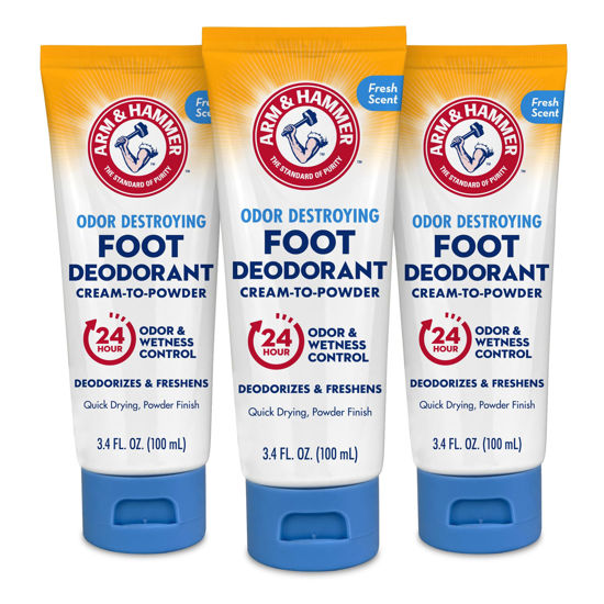 Picture of Arm & Hammer Cream to Powder Foot Deodorant, 24 Hour Protection Odor & Wetness Protection, Apply as Cream Dries to Powder (3 Pack)