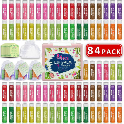 Picture of 84 Pack Natural Lip Balm Bulk with Vitamin E and Coconut Oil Valentine's Day best choice - Moisturizing, Soothing, and Repairing Dry and Chapped Lips Valentine's Gift - 14 Flavors - Non-GMO