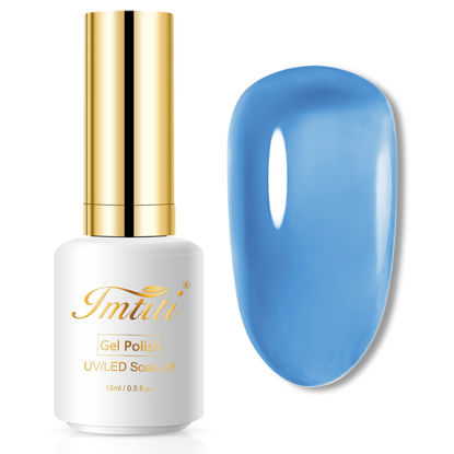 Picture of Imtiti Jelly Gel Nail Polish, 1 Pcs 0.5 Fl Oz Blue Jelly Gel Polish Soak Off LED U V Nail Gel Polish Sheer Transparent Gel Nail Polish DIY Nail Art Starter Manicure Salon Gel Nail Kit for Women Girls