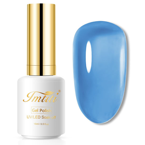 Picture of Imtiti Jelly Gel Nail Polish, 1 Pcs 0.5 Fl Oz Blue Jelly Gel Polish Soak Off LED U V Nail Gel Polish Sheer Transparent Gel Nail Polish DIY Nail Art Starter Manicure Salon Gel Nail Kit for Women Girls