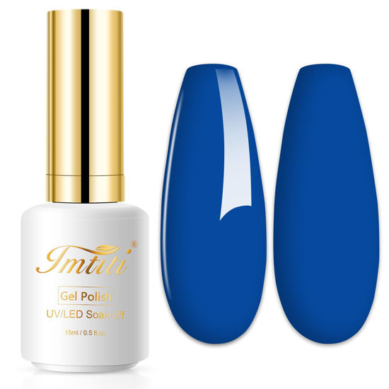 Picture of Imtiti Gel Nail Polish, 0.5 Fl Oz Royal Blue Color Gel Polish Soak Off LED U V Nail Gel Polish Nail Polish DIY Nail Art Starter Manicure Salon Gel Nail Kit for Women Girls