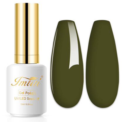 Picture of Imtiti Gel Nail Polish, 1 Pcs 0.5 Fl Oz Olive Green Color Gel Polish Soak Off LED U V Nail Gel Polish Nail Polish DIY Nail Art Starter Manicure Salon Gel Nail Kit for Women Girls
